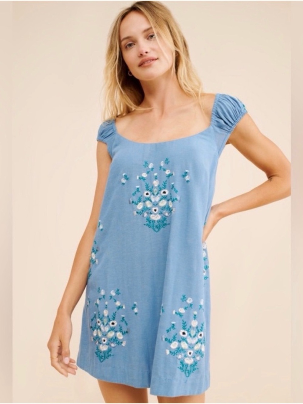 Free People Wildflower Embroidered Mini Dress - Size M